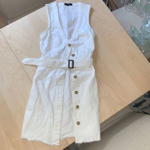 Missguided White Denim Button Up Dress Size 6